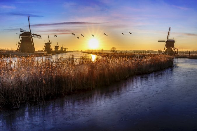 Molinos de viento en Kinderdijk, Holanda